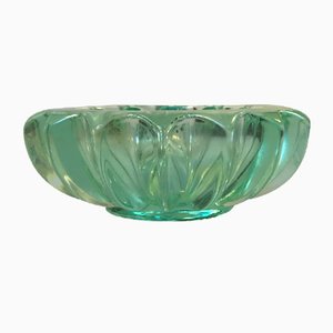 French Green Glass Ashtray by Pierre D’Avesn, 1940s