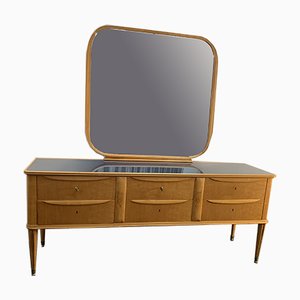 Maple Dresser & Mirror, 1950s, Set of 2