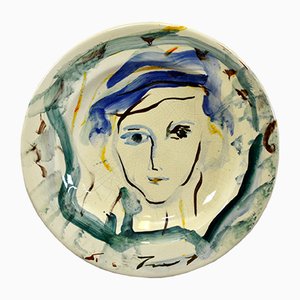 Large Ceramic Decorative Plate by Treccani Ernesto for Rossicone Ceramiche, 1970s