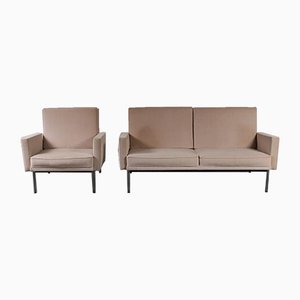 Poltrona e divano parallel bar attribuiti a Florence Knoll per Knoll Inc./Knoll International, anni '60, set di 2