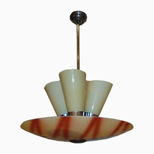 Mid-Century Nickel-Plated Chandelier from Napako