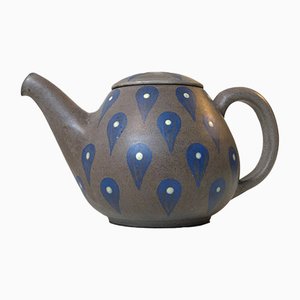 Glasierte dänische Teekanne aus Steingut von Melle Keramik, 1960er