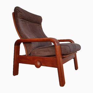 Danish Teak & Leather Lounge Chair from HS Design, 1980s