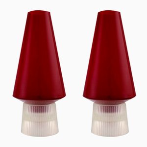 Red Art Glass Hygge Candleholders by Per Lütken for Holmegaard, 1958, Set of 2