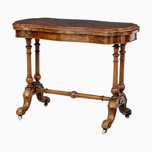 Antiker viktorianischer Spieltisch aus Nussholz mit Intarsien