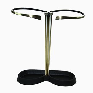 Mid-Century Aluminum and Brass Umbrella Stand, 1950s