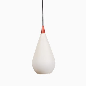 Hand Blown White Glass Pendant Lamp by Holmegaard for Holmegaard, 1960s