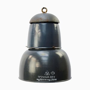 Dark Navy Blue Enamel Ceiling Lamp, 1950s