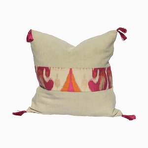 Ikat Jacquard and Linen Pillow by Katrin Herden for Sohil Design