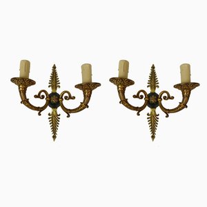 Vintage Empire Style Bronze Wall Lights, Set of 2