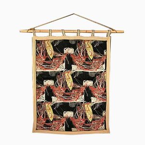 Italian Tapestry with Bamboo Rod, 1940s