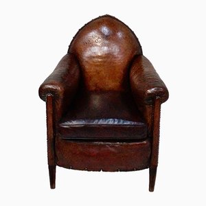 Fauteuil Gothique Ancien en Cuir