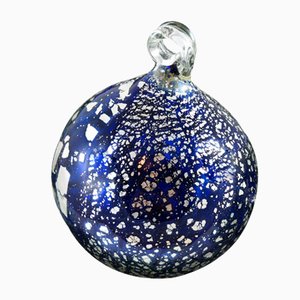 Blau-silberne Weihnachtskugel von Made Murano Glas