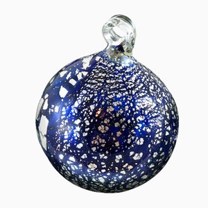 Boule de Noël Bleue et Argentée Bleue de Made Murano Glass