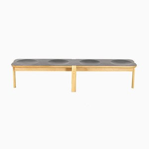 Leather and Oak Bench by Grospietsch & Bachmann for Grospietsch & Bachmann, 1990s