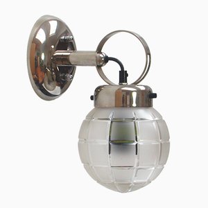 German Chrome and Glass Wall Light, 1950s