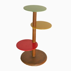 Multicolored Art Deco Wooden Tiered Flower Stand, 1930s