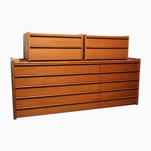Wooden Chest of Drawers, 1960s, Set of 3