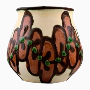 Vintage Marron Glazed Ceramic Flower Vase from Kähler