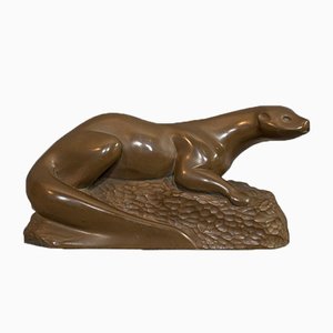 Dekorativer französischer Otter aus Bronze, 1940er