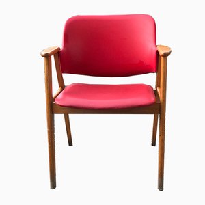 Chaise de Bureau Rouge en Faux Cuir, Hongrie, 1960s