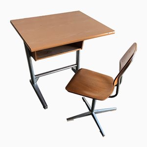 Swiss School Desk and Chair from Embru, 1960s, Set of 2