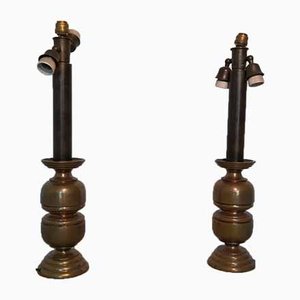 Vintage Brass Table Lamps, Set of 2