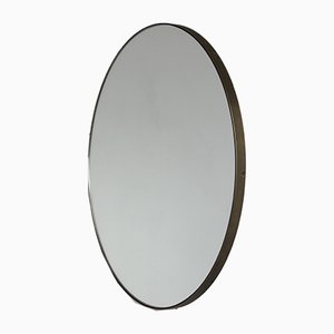 Silver Orbis Round Mirror With Bronze Frame by Alguacil & Perkoff Ltd