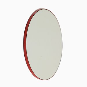 Small Silver Orbis Wall Mirror with Red Frame by Alguacil & Perkoff
