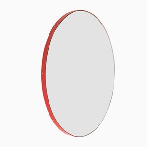 Extragroßer runder Silver Orbis Spiegel mit rotem Rahmen von Alguacil & Perkoff