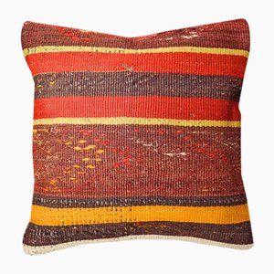 Red and Burnt Orange Kilim Cushion Cover from Zencef