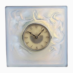 French Opalescent Glass Pendulum Clock by R. Lalique, 1928