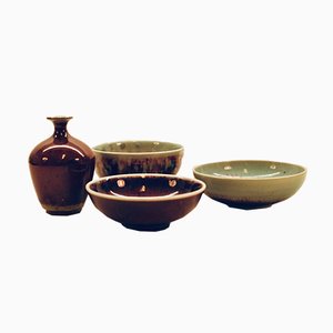 Vintage Bowls and Vase by Sven Hofverberg, Set of 4