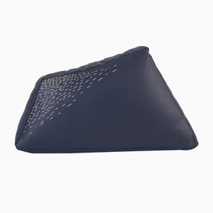 Pita Medium Blue Leather Cushion by Caterina Moretti