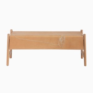 Trazo Natural Leather Bench by Caterina Moretti and Justine Troufléau