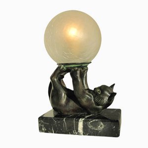 Jongleur Table Lamp of a Cat With a Ball by Janle for Max Le Verrier