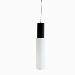 Lampada da soffitto nr. 238 in vetro bianco e nero di Evenblij, Paesi Bassi, anni '60