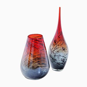 Italian Murano Glass Vases by Carlo Moretti, 1980s, Set of 2