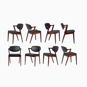 Model 42 Rosewood Dining Chairs by Kai Kristiansen for Skovmand & Andersen, 1956, Set of 8