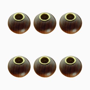 Danish Teak Candleholders, 1960s, Set of 6