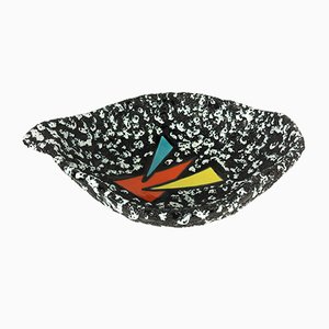 Mid-Century Black and White Ceramic Bowl from Vallauris