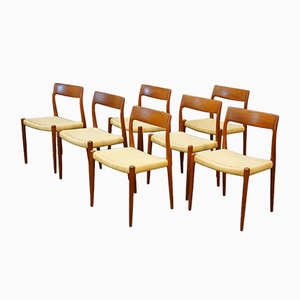 Danish Model 75 Dining Chairs, 1960s, Set of 7