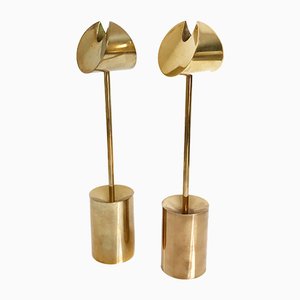 Brass Aniara Candleholders by Pierre Forsell for Skultuna, 1960s, Set of 2