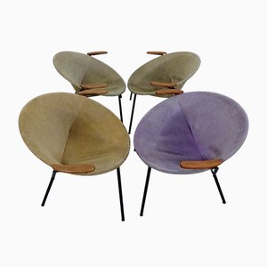 Dänische Balloon Chairs aus Wildleder von Hans Olsen für LEA Furniture, 1950er, 4er Set