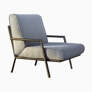 Iron, Bronze, & Fabric Chair by Jacobo Ventura for CA Spanish Handicraft