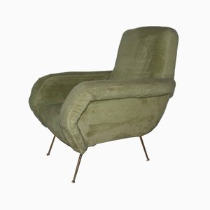 Butaca italiana Mid-Century verde, años 50