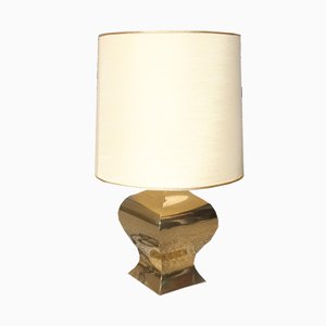 French Brass Shantung Table Lamp, 1970s