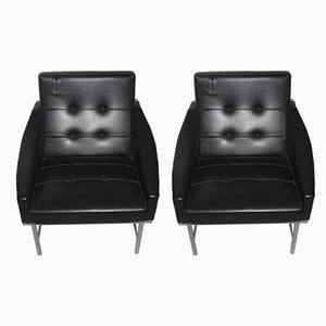 Set of Italian Steel and Faux Leather Armchairs by Pieter De Bruyne for Arflex, 1960s