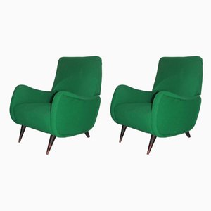 Grüne italienische Mid-Century Sessel, 1950er, 2er Set