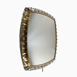 Brass and Crystal Glass Illuminated Mirror from Palwa, 1970s